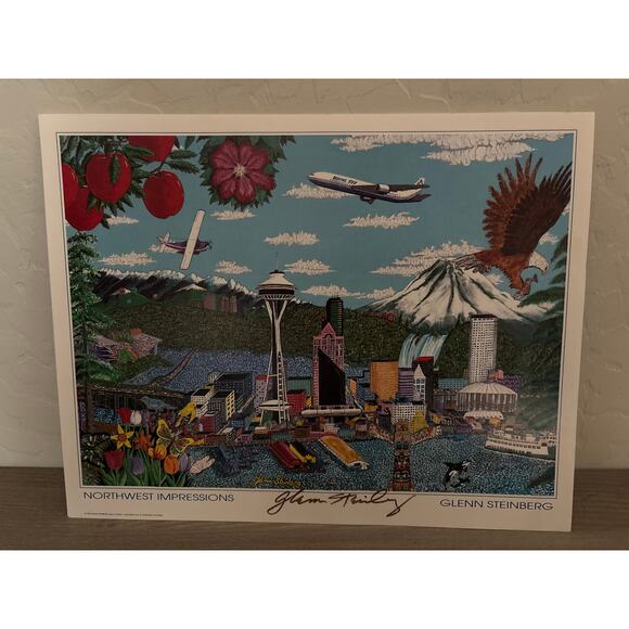 Glenn Steinberg ‘Northwest Impressions’ Signed Print Seattle Washington 14"x11" - Picture 1 of 6